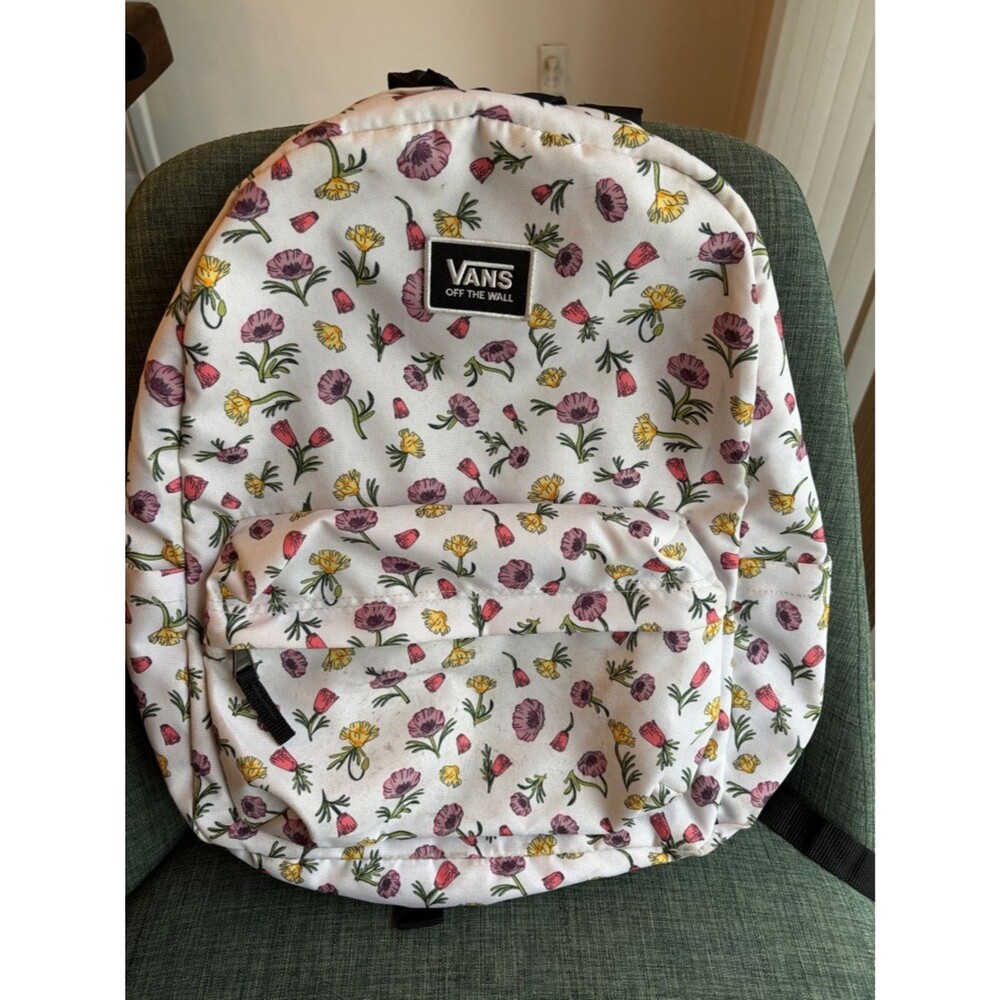 Vans White Floral Backpack Pink & Yellow kids school travel Womens colorful GUC